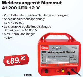 Stabilo Fachmarkt Weidezaungerät Mammut A1200 LED 12 V Angebot