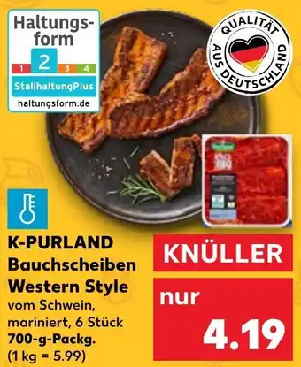 Kaufland K-PURLAND Bauchscheiben Western Style 700 g Packg. Angebot