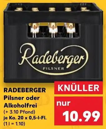 Kaufland RADEBERGER Pilsner oder Alkoholfrei Ka. 20 x 0,5-I-FI. Angebot