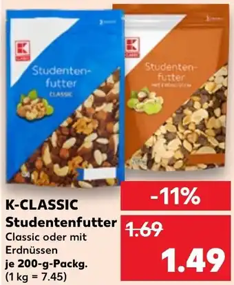 Kaufland K-CLASSIC Studentenfutter 200 g Packg. Angebot