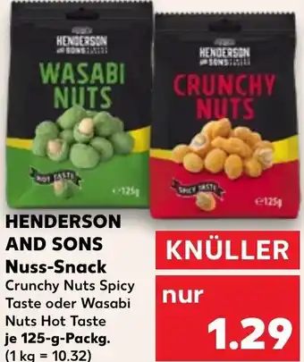 Kaufland HENDERSON AND SONS Nuss Snack 125 g Packg. Angebot