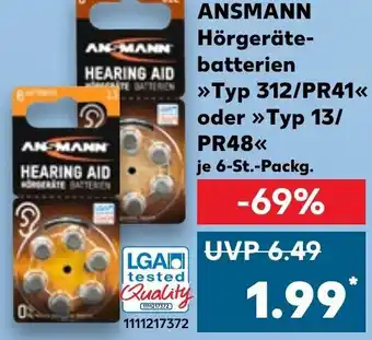 Kaufland ANSMANN Hörgerätebatterien ,,Typ 312/PR41" oder »Typ 13/PR48" Angebot