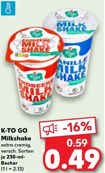 Kaufland K-TO GO Milkshake 230-ml-Becher Angebot