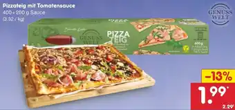 Netto Marken-Discount GENUSS WELT Pizzateig mit Tomatensauce 400+200 g Sauce Angebot