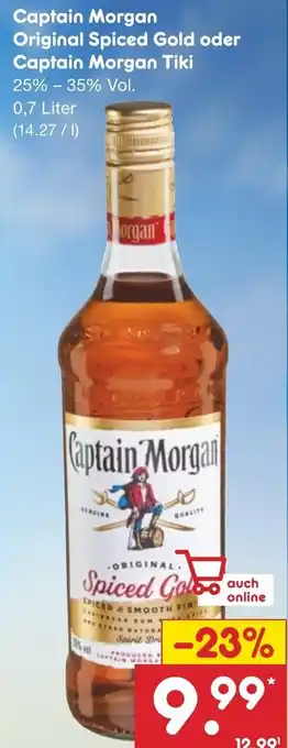 Netto Marken-Discount Captain Morgan Original Spiced Gold oder Captain Morgan Tiki 0,7 Liter Angebot