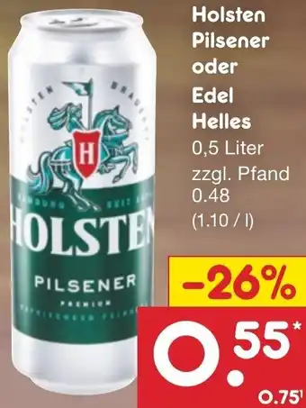 Netto Marken-Discount Holsten Pilsener oder Edel Helles 0,5 Liter Angebot