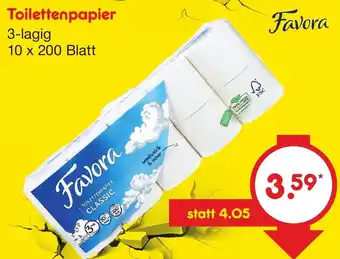 Netto Marken-Discount Favora Toilettenpapier 3-lagig 10 x 200 Blatt Angebot