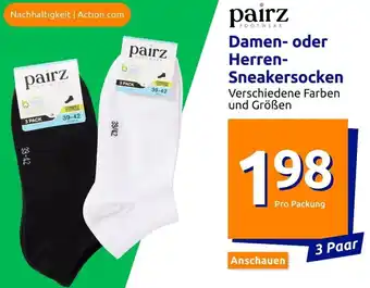 Action pairz Damen- oder Herren Sneakersocken 3 Paar Angebot