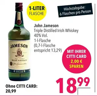 CITTI Markt John Jameson Triple Distilled Irish Whiskey 1L Angebot