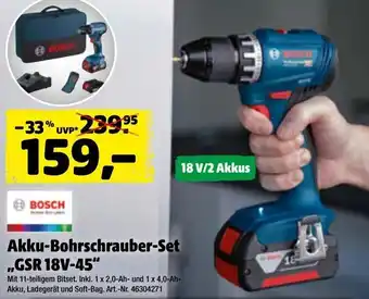 Hagebau BOSCH Akku-Bohrschrauber-Set ,,GSR 18V-45" Angebot