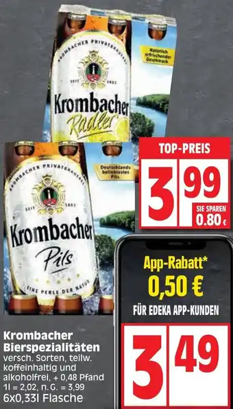 Edeka Krombacher Bierspezialitäten 6x0,33 L Flasche Angebot