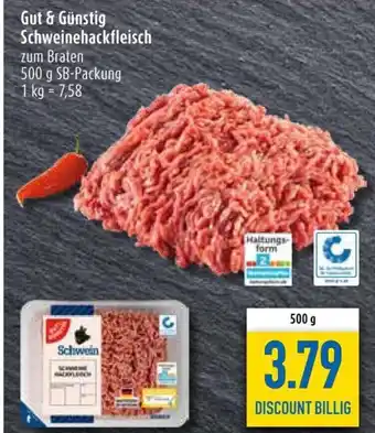 diska Gut & Günstig Schweinehackfleisch 500g Angebot