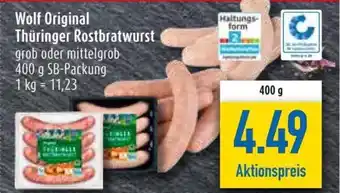 diska Wolf Original Thüringer Rostbratwurst 400g Angebot