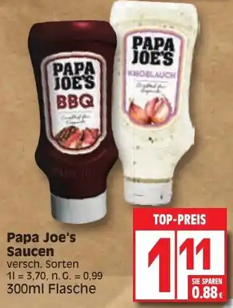 Edeka Papa Joe's Saucen 300ml Flasche Angebot