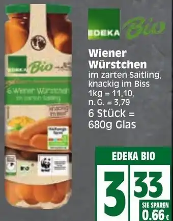 Edeka EDEKA BIO Wiener Würstchen 680 g Glas Angebot