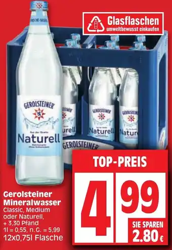 Edeka Gerolsteiner Mineralwasser 12x0,75 L Flasche Angebot