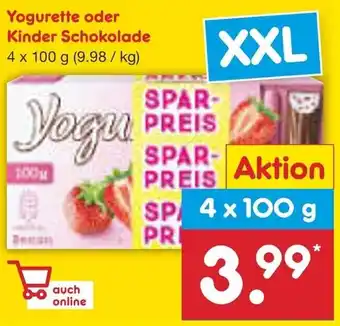 Netto Marken-Discount Yogurette oder Kinder Schokolade 4 x 100 g Angebot