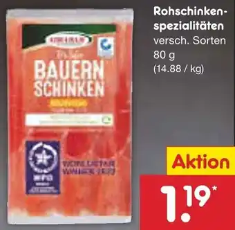 Netto Marken-Discount ABRAHAM Rohschinkenspezialitäten 80 g Angebot