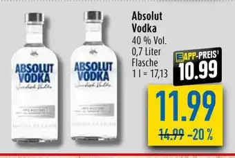 diska Absolut Vodka 40 % Vol. 0,7 Liter Flasche Angebot