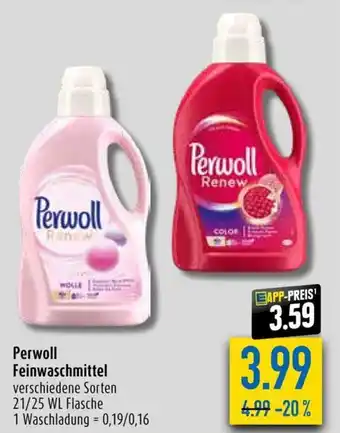 diska Perwoll Feinwaschmittel verschiedene Sorten 21/25 WL Flasche Angebot