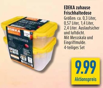 diska EDEKA zuhause Frischhaltedose Größen: ca. 0,3 Liter, 0,57 Liter, 1,4 Liter, 2,4 Liter,  4-teiliges Set Angebot