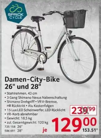 Selgros SPRICK CYCLE Damen-City-Bike 26" und 28" Angebot