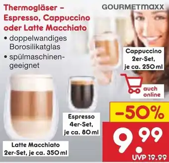 Netto Marken-Discount GOURMETMaxx Thermogläser - Espresso, Cappuccino oder Latte Macchiato Angebot