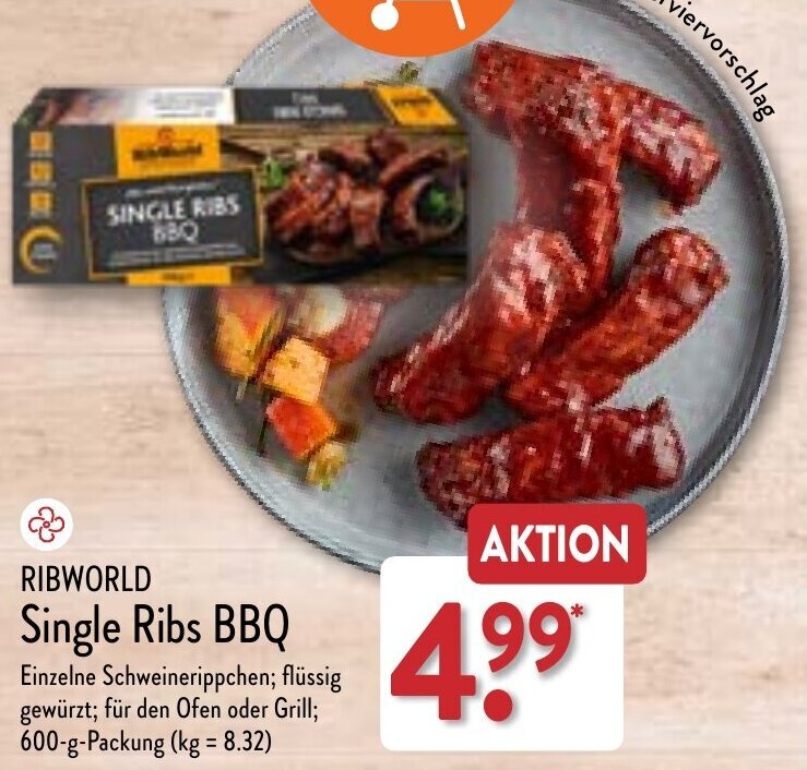 RIBWORLD Single Ribs BBQ 600 g Packung Angebot bei Aldi Nord