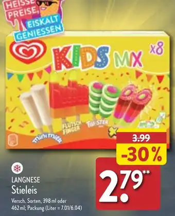 Aldi Nord LANGNESE Stieleis 398 ml oder 462 ml Angebot