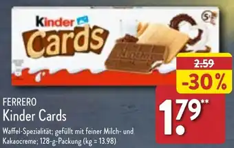 Aldi Nord FERRERO Kinder Cards 128 g Packung Angebot