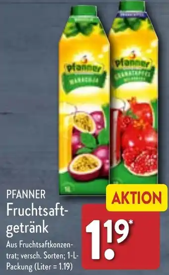 Aldi Nord PFANNER Fruchtsaftgetränk 1 L Packung Angebot