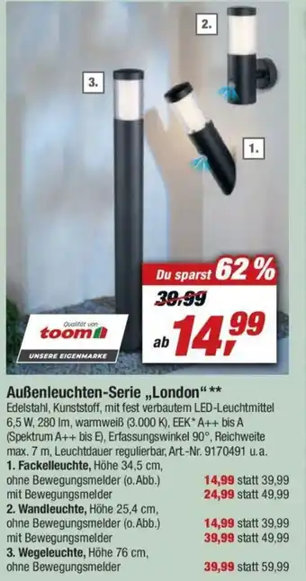 toom Baumarkt Außenleuchten Serie London Angebot