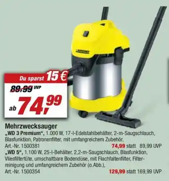 toom Baumarkt Mehrzwecksauger WD 3 Premium Angebot