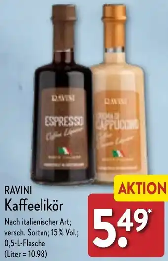 Aldi Nord RAVINI Kaffeelikör 0,5 L Flasche Angebot