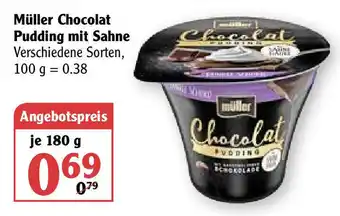 Globus Müller Chocolat Pudding mit Sahne 180g Angebot