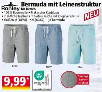 Norma Ronley Bermuda mit Leinenstruktur Angebot