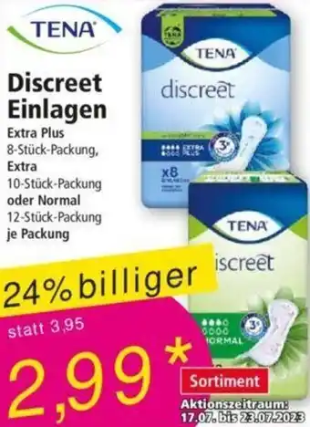 Norma TENA Discreet Einlagen Angebot