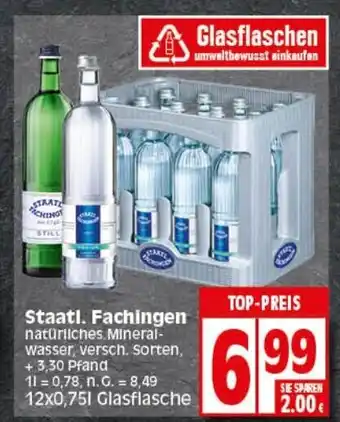 Elli Markt Staatl. Fachingen natürliches Mineral-wasser, versch. Sorten, 12*750ml Angebot