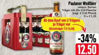 Edeka Paulaner Weißbier 20x0,5 L Flasche Angebot