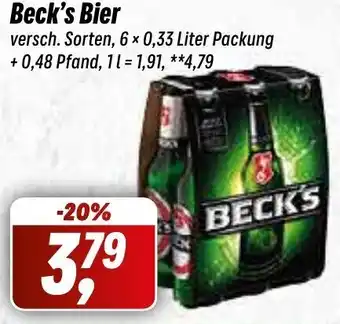 Simmel Beck's Bier 6x0,33 Liter Packung Angebot