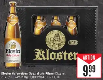 Marktkauf Kloster Hefeweizen, Spezial oder Pilsner Kiste mit 20 x 0,5-L-Flaschen Angebot