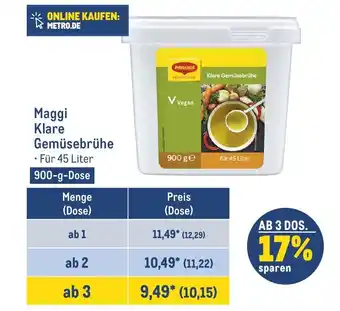 METRO Maggi Klare Gemüsebrühe 900-g-Dose Angebot