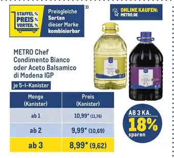 METRO METRO Chef Condimento Bianco oder Aceto Balsamico di Modena IGP je 5-1-Kanister Angebot