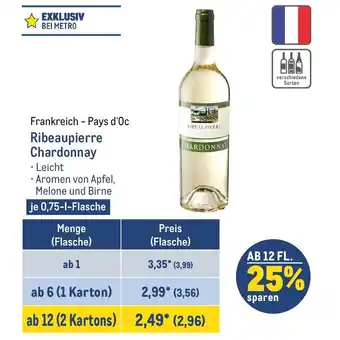 METRO Ribeaupierre Chardonnay je 0,75-1-Flasche Angebot