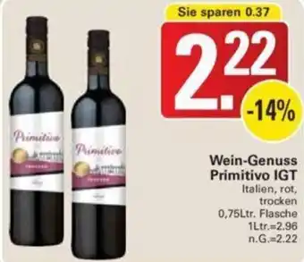 WEZ Wein-Genuss Primitivo IGT 0,75Ltr. Flasche Angebot