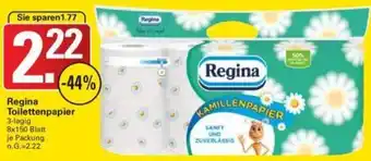 WEZ Regina Toilettenpapier 3-lagig 8x150 Blatt Angebot