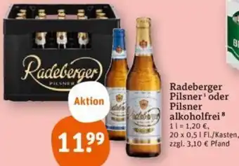 tegut Radeberger Pilsner oder Pilsner alkoholfrei 20 x 0,5 l Fl./Kasten Angebot