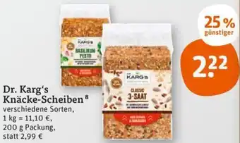 tegut Dr. Karg's Knäcke-Scheiben 200 g Packung Angebot