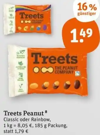 tegut Treets Peanut 185 g Packung Angebot