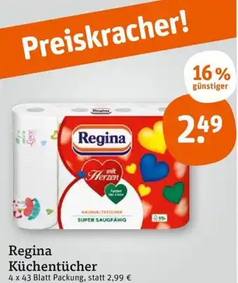 tegut Regina Küchentücher 4 x 43 Blatt Packung Angebot